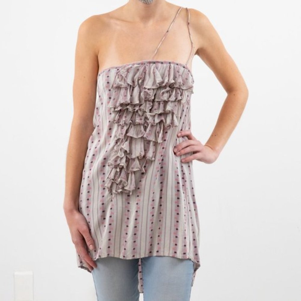 Anthropologie S Silk Striped Party Top Purple Geren Ford - Picture 3 of 7